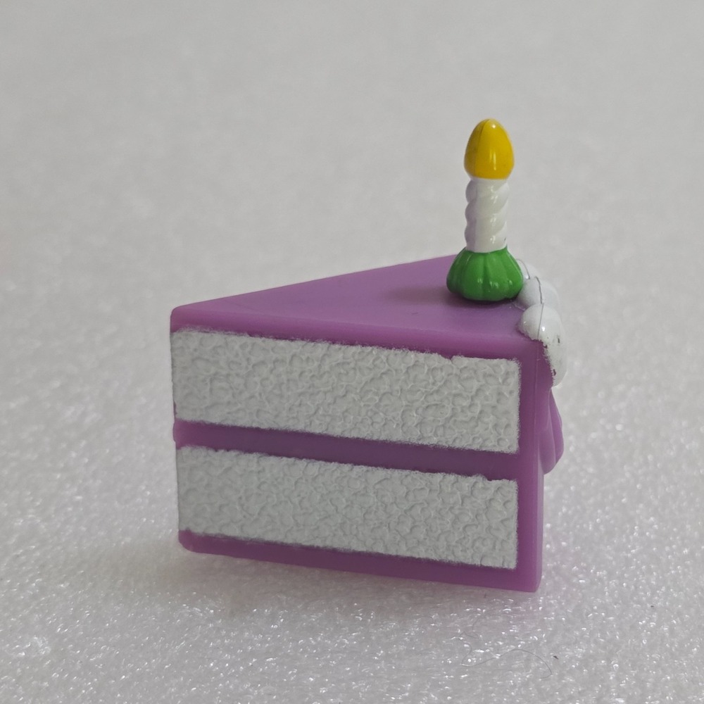 American Girl Purple & White Slice of Birthday Cake w/ Candle Plastic 2"